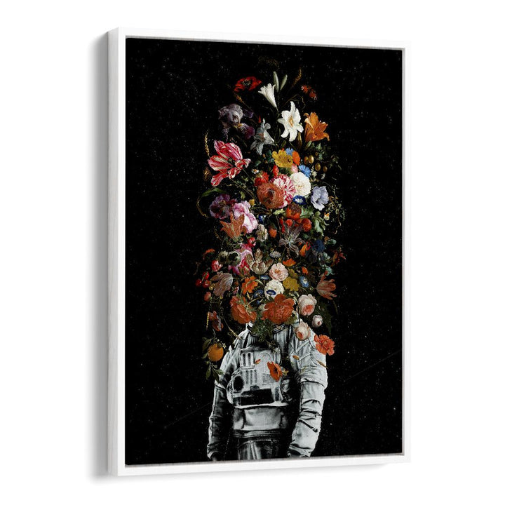 Full Bloom By Francis Minoza Astronaut & Nasa Paintings, Space Art Prints Artwork in White Floater Frame
