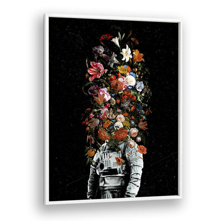 Full Bloom By Francis Minoza Astronaut & Nasa Paintings, Space Art Prints Artwork in White Plain Frame
