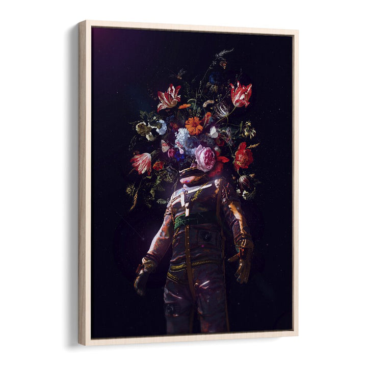 Full Bloom II By Francis Minoza Astronaut & Nasa Paintings, Space Art Prints Artwork in Oak Wood Floater Frame
