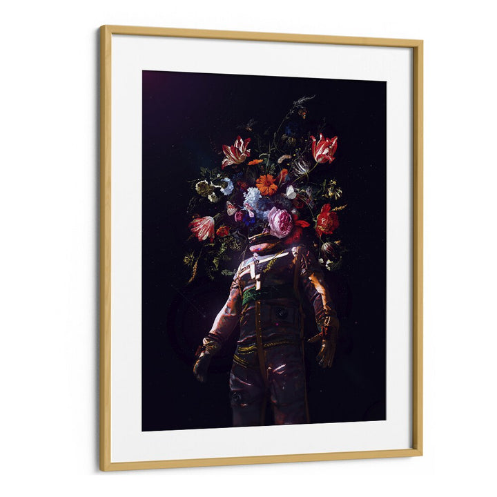 Full Bloom II By Francis Minoza Astronaut & Nasa Paintings, Space Art Prints Artwork in Oak Wood Frame With Mount
