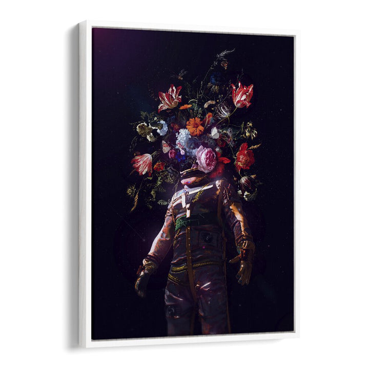 Full Bloom II By Francis Minoza Astronaut & Nasa Paintings, Space Art Prints Artwork in White Floater Frame
