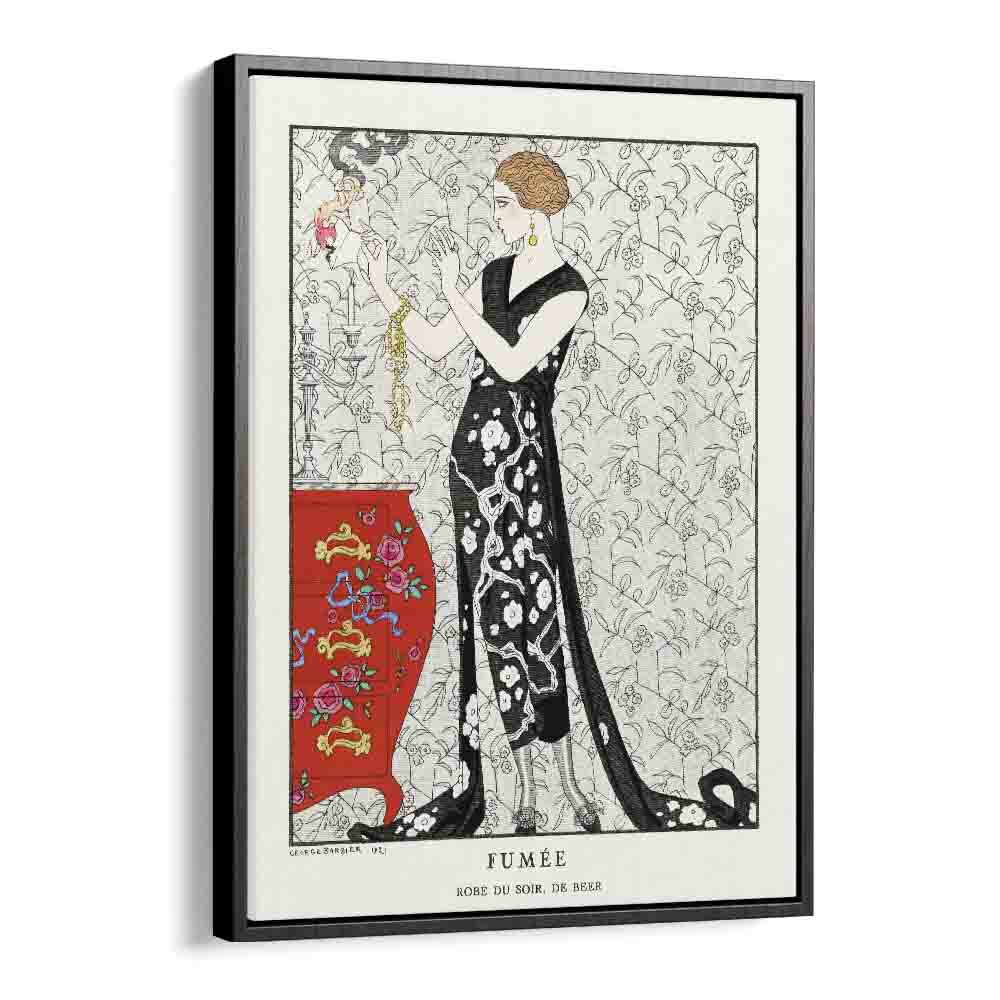 Fumee Robe Du Soir, De Beer (1921) George Barbier art painting Artwork in Black Floater Frame