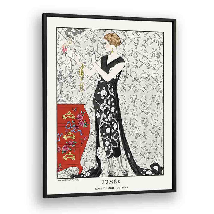 Fumee Robe Du Soir, De Beer (1921) George Barbier art painting Artwork in Black Plain Frame