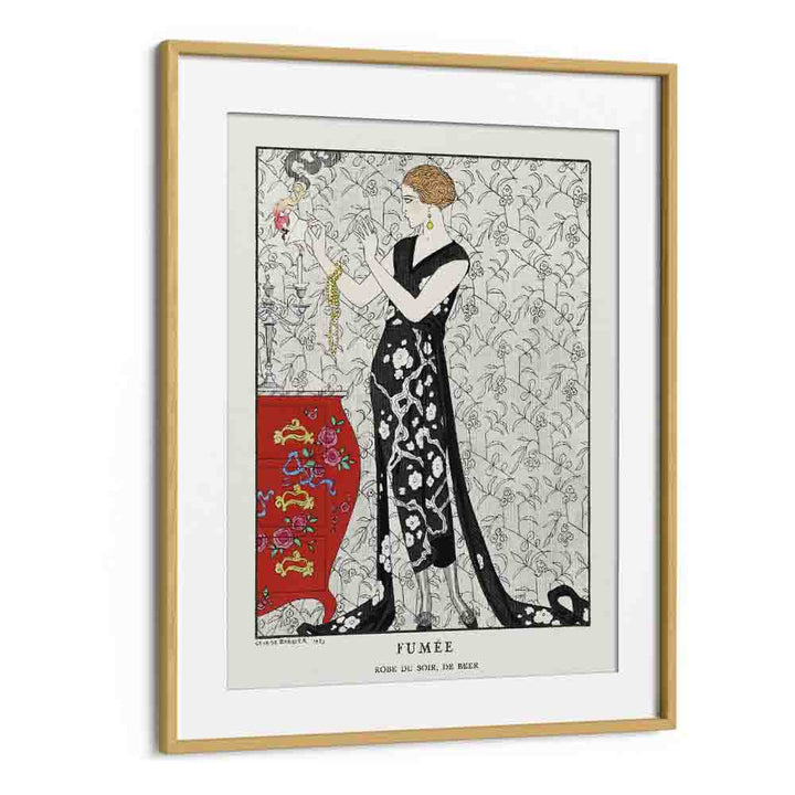 Fumee Robe Du Soir, De Beer (1921) George Barbier art painting Artwork in Oak Wood Frame With Mount