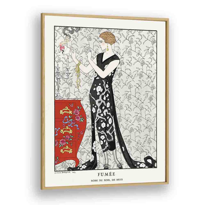 Fumee Robe Du Soir, De Beer (1921) George Barbier art painting Artwork in Oak Wood Plain Frame