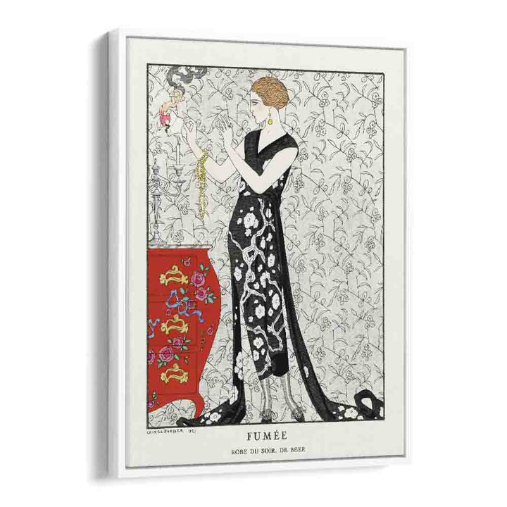 Fumee Robe Du Soir, De Beer (1921) George Barbier art painting Artwork in White Floater Frame