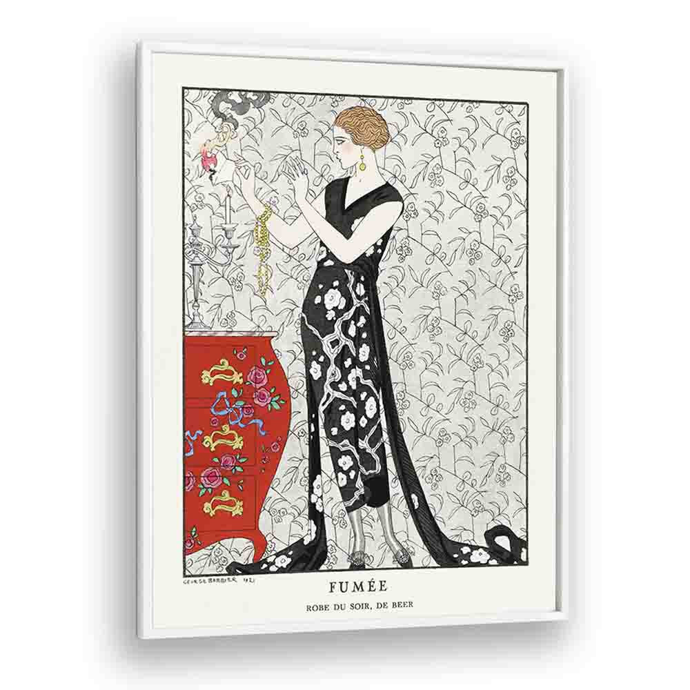 Fumee Robe Du Soir, De Beer (1921) George Barbier art painting Artwork in White Plain Frame