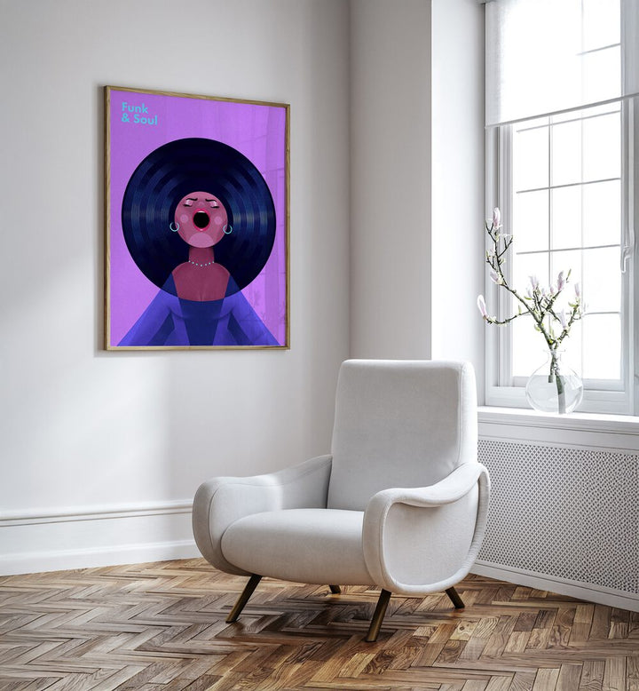 Vibrant FUNK A SOUL, MUSIC POSTERS adorn a stylish room, enhancing creativity and personality in any space.