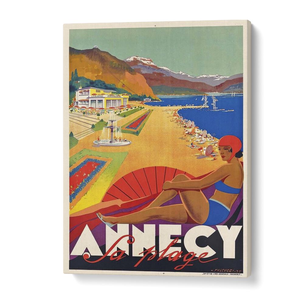 Fa Plage-Anncy Retro Vintage Travel Travel Posters in Gallery Wrap