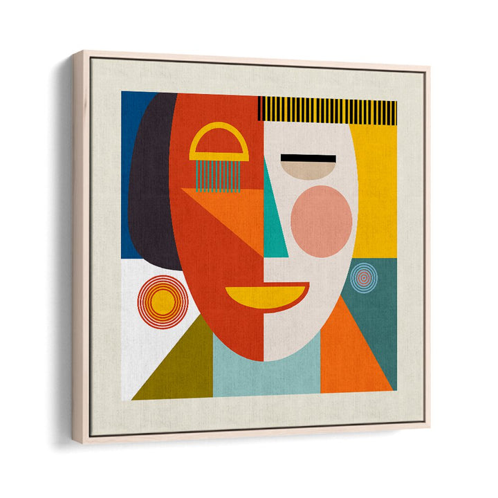 Face Stripes Minimal Kopie By Ana Rut Bre Abstract Art Abstract Paintings in Oak Wood Floater Frame