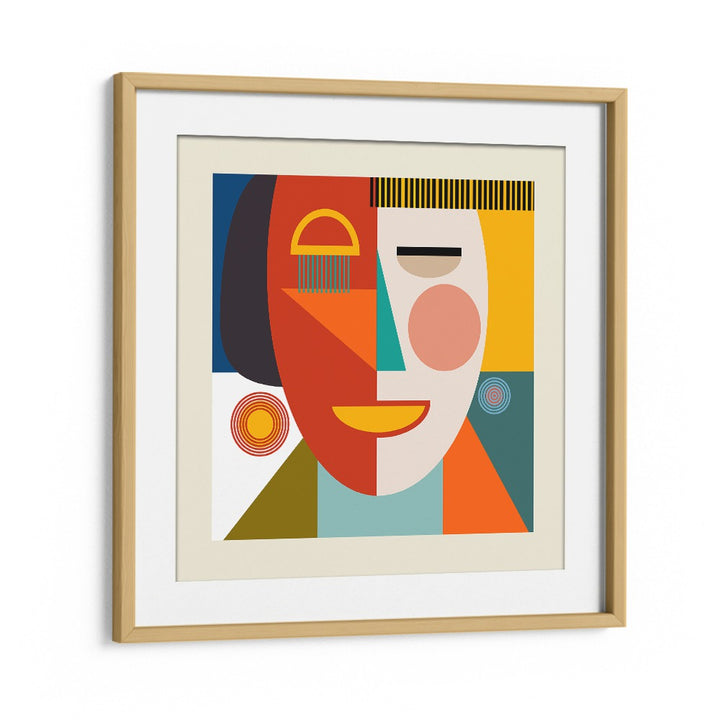 Face Stripes Minimal Kopie By Ana Rut Bre Abstract Art Abstract Paintings in Oak Wood Frame With Mount