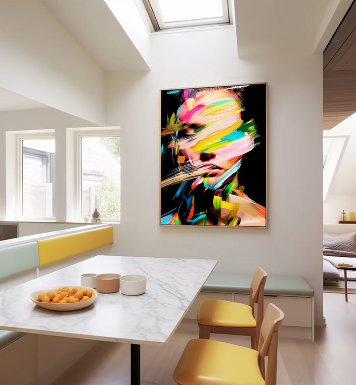 Vibrant colors in FACELESS I, ABSTRACT PAINTINGS by Philippe HUGONNARD, enhancing modern interior decor.