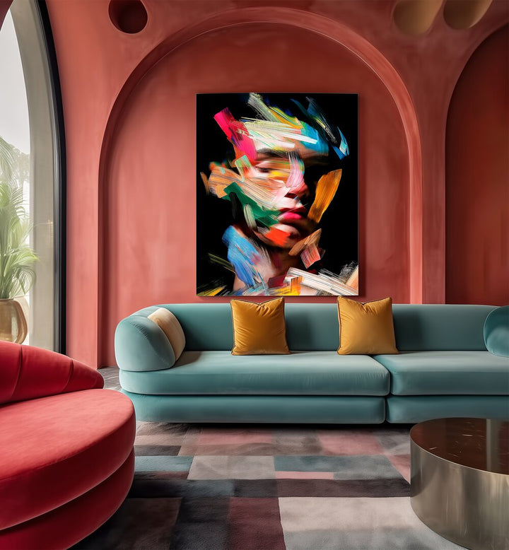 Faceless IV, abstract paintings by Philippe Hugonnard, enhance any space with vivid colors and striking design.