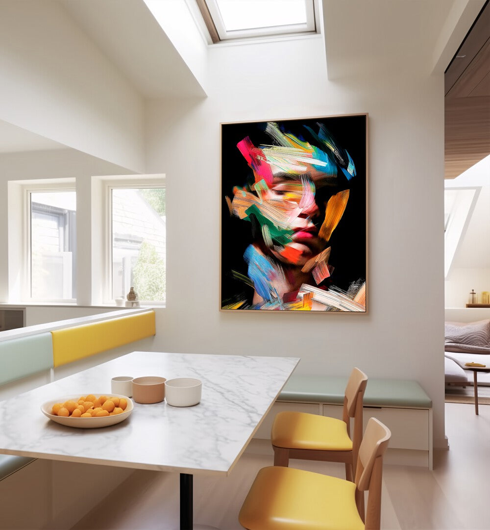 Colorful FACELESS IV, ABSTRACT PAINTINGS by Philippe HUGONNARD enhancing modern interior aesthetics.