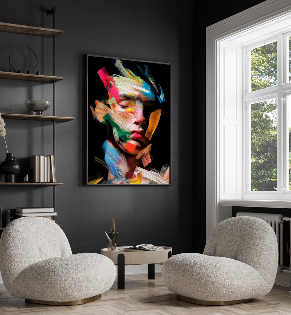 Colorful abstract painting "FACELESS IV" by Philippe HUGONNARD, perfect for modern home decor and artistic expression.