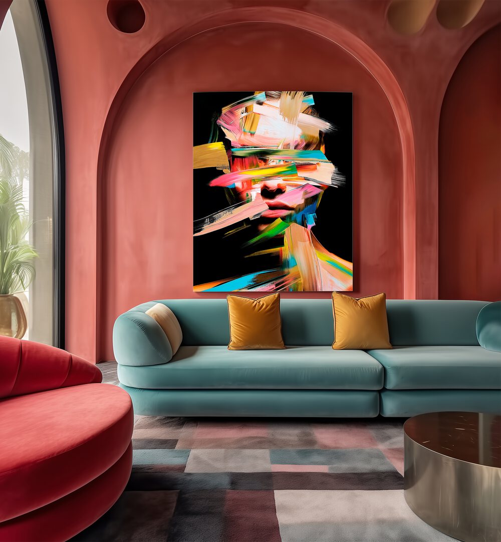 Vibrant FACELESS V, ABSTRACT PAINTINGS by Philippe HUGONNARD, adding style to modern interior decor.