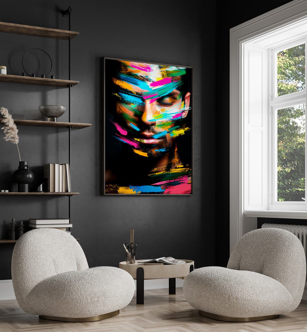 Vibrant FACELESS XI, ABSTRACT PAINTINGS by Philippe HUGONNARD, enhancing modern aesthetics in stylish interiors.