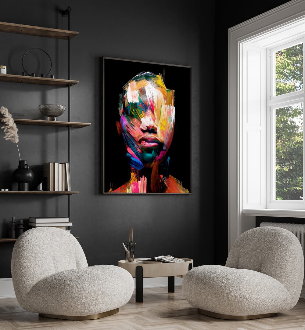 Vibrant FACELESS XII, ABSTRACT PAINTINGS by Philippe HUGONNARD enhances modern living spaces with bold artistry.