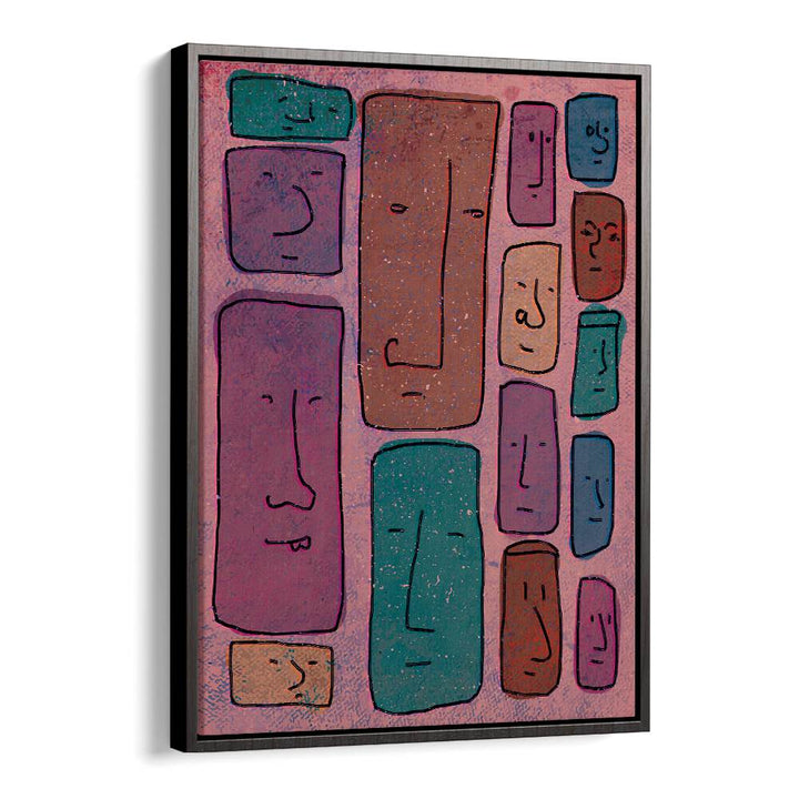 Faces Abstract Art Abstract Paintings in Black Floater Frame