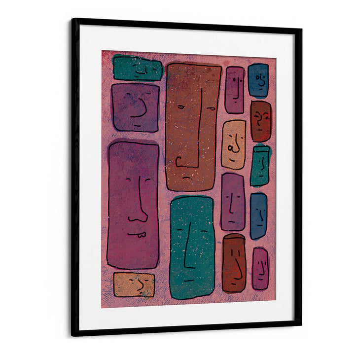 Faces Abstract Art Abstract Paintings in Black Frame With Mount