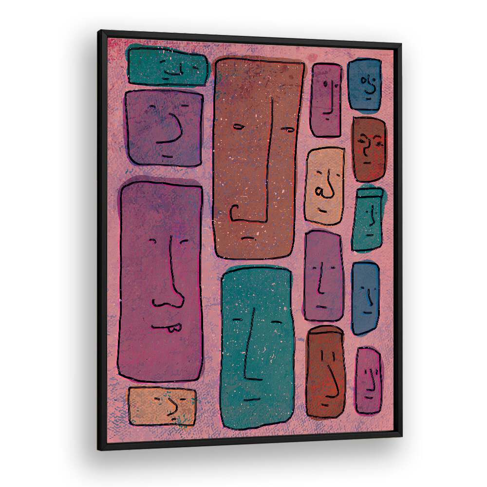 Faces Abstract Art Abstract Paintings in Black Plain Frame