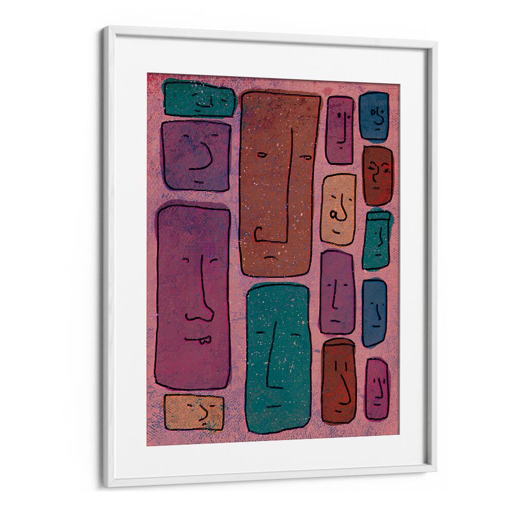 Faces Abstract Art Abstract Paintings in White Frame With Mount