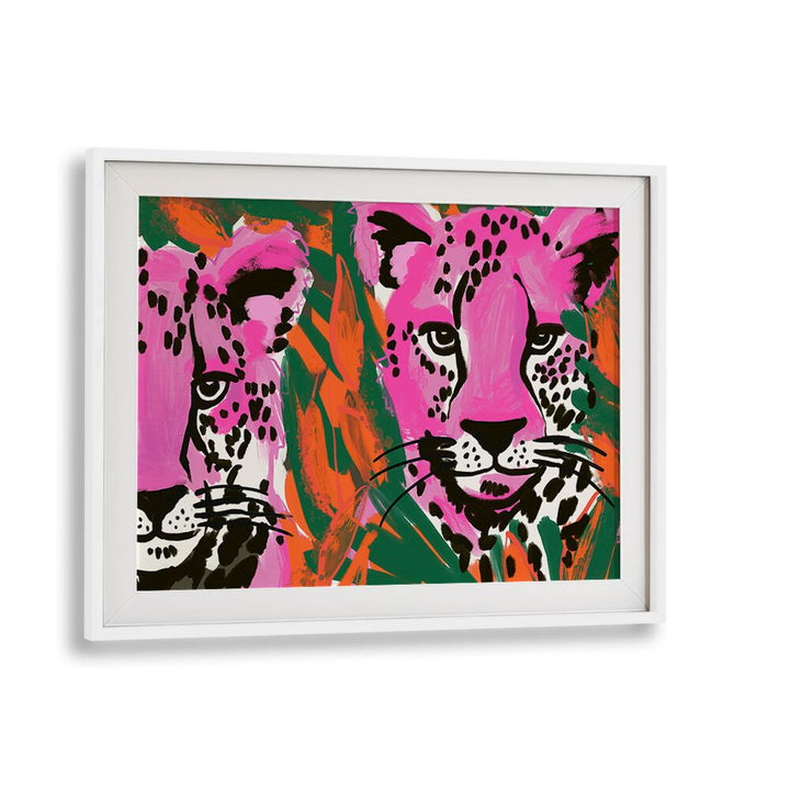 Faces Of Lion By Treechild Wildlife Art Prints in White Frame With Mount