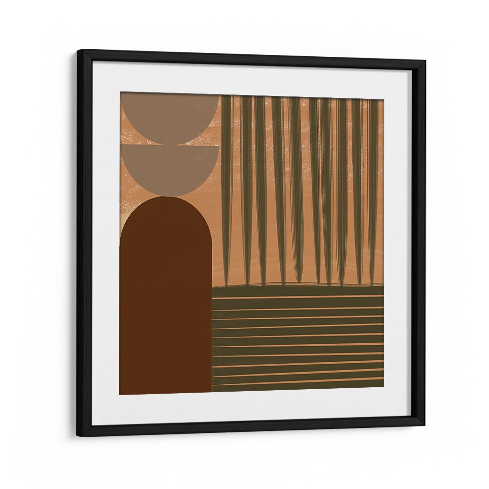 Fall Geometric by Nilesh Kulkarni Abstract Paintings in Black Frame With Mount