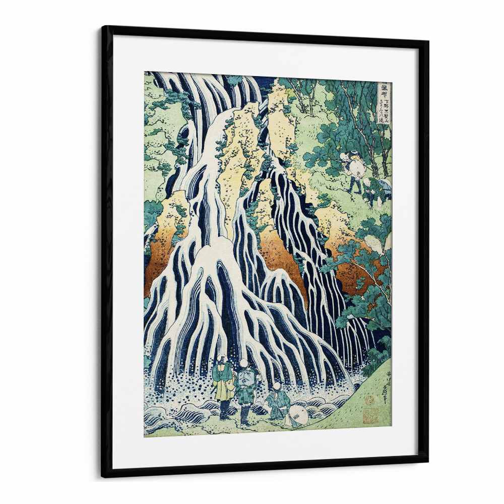 Falling Mist Waterfall At Mount Kurokami In Shimotsuke Province By Katsushika Hokusai Japanese Paintings in Black Frame With Mount