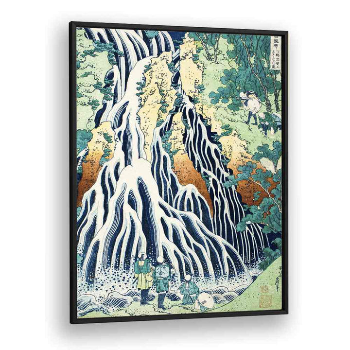 Falling Mist Waterfall At Mount Kurokami In Shimotsuke Province By Katsushika Hokusai Japanese Paintings in Black Plain Frame