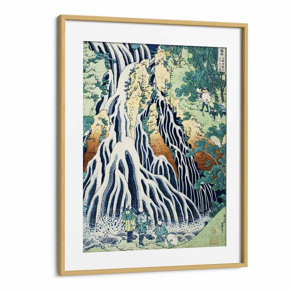 Falling Mist Waterfall At Mount Kurokami In Shimotsuke Province By Katsushika Hokusai Japanese Paintings in Oak Wood Frame With Mount