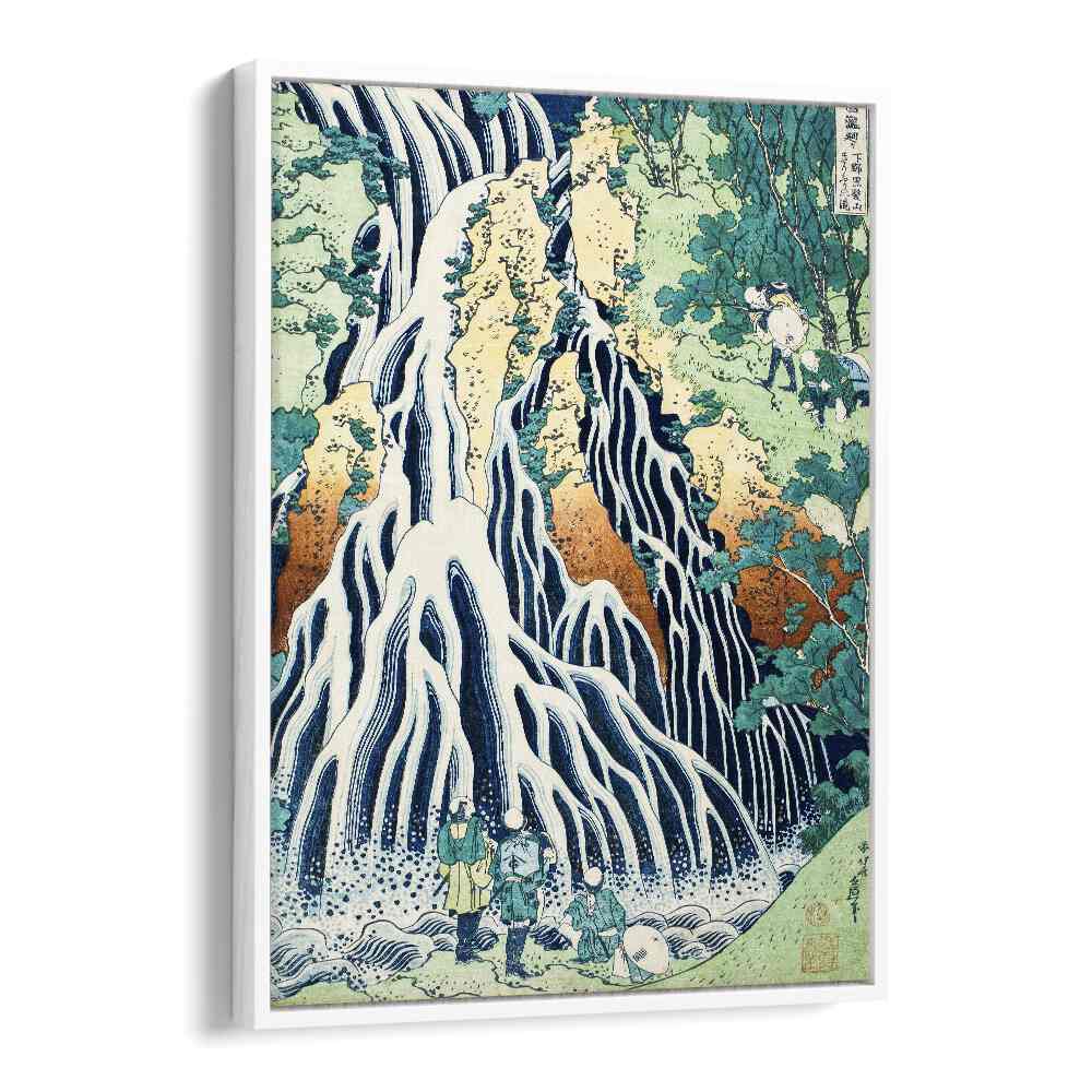 Falling Mist Waterfall At Mount Kurokami In Shimotsuke Province By Katsushika Hokusai Japanese Paintings in White Floater Frame