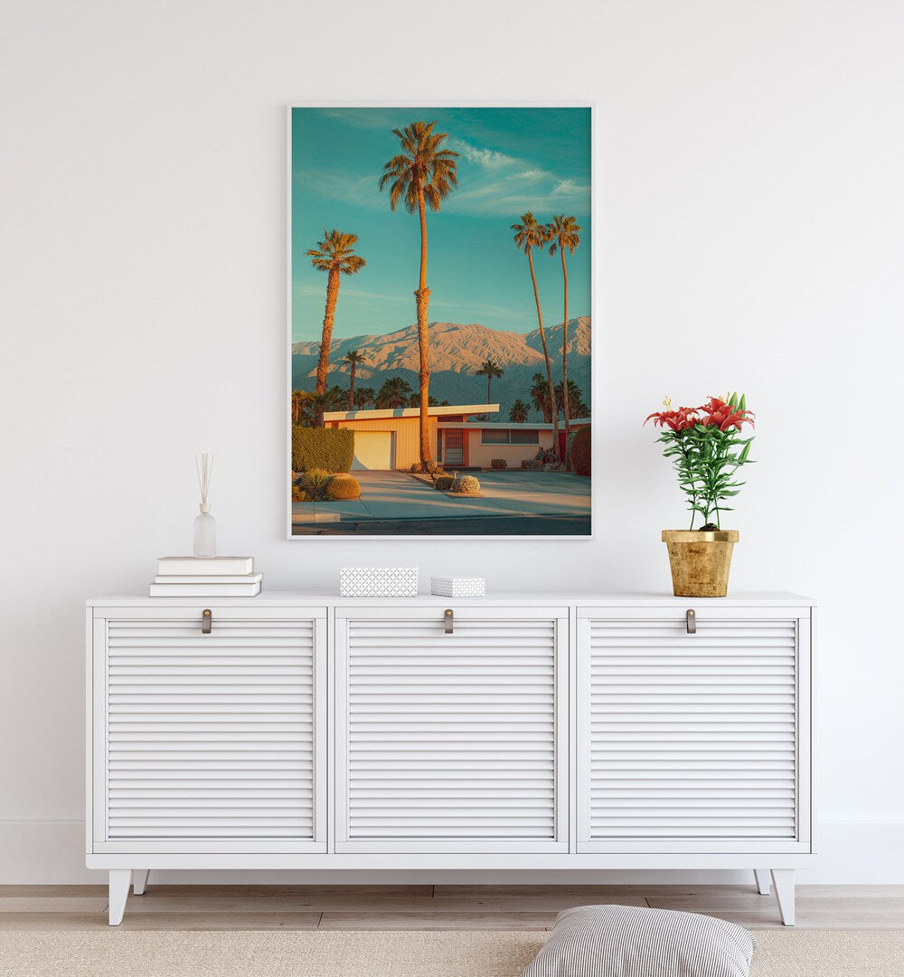 FAMOUS PALM SPRINGS, BEACH PAINTINGS by Philippe Hugonnard brings vibrant California vibes to your home decor.