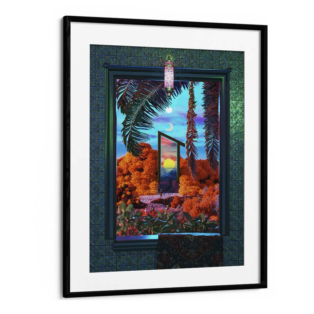 Fantasy Portal Scene By Cosmo Zach Surreal Art Prints in Black Frame With Mount