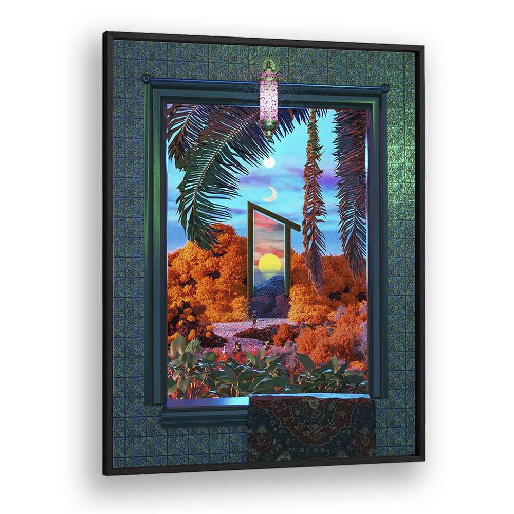 Fantasy Portal Scene By Cosmo Zach Surreal Art Prints in Black Plain Frame