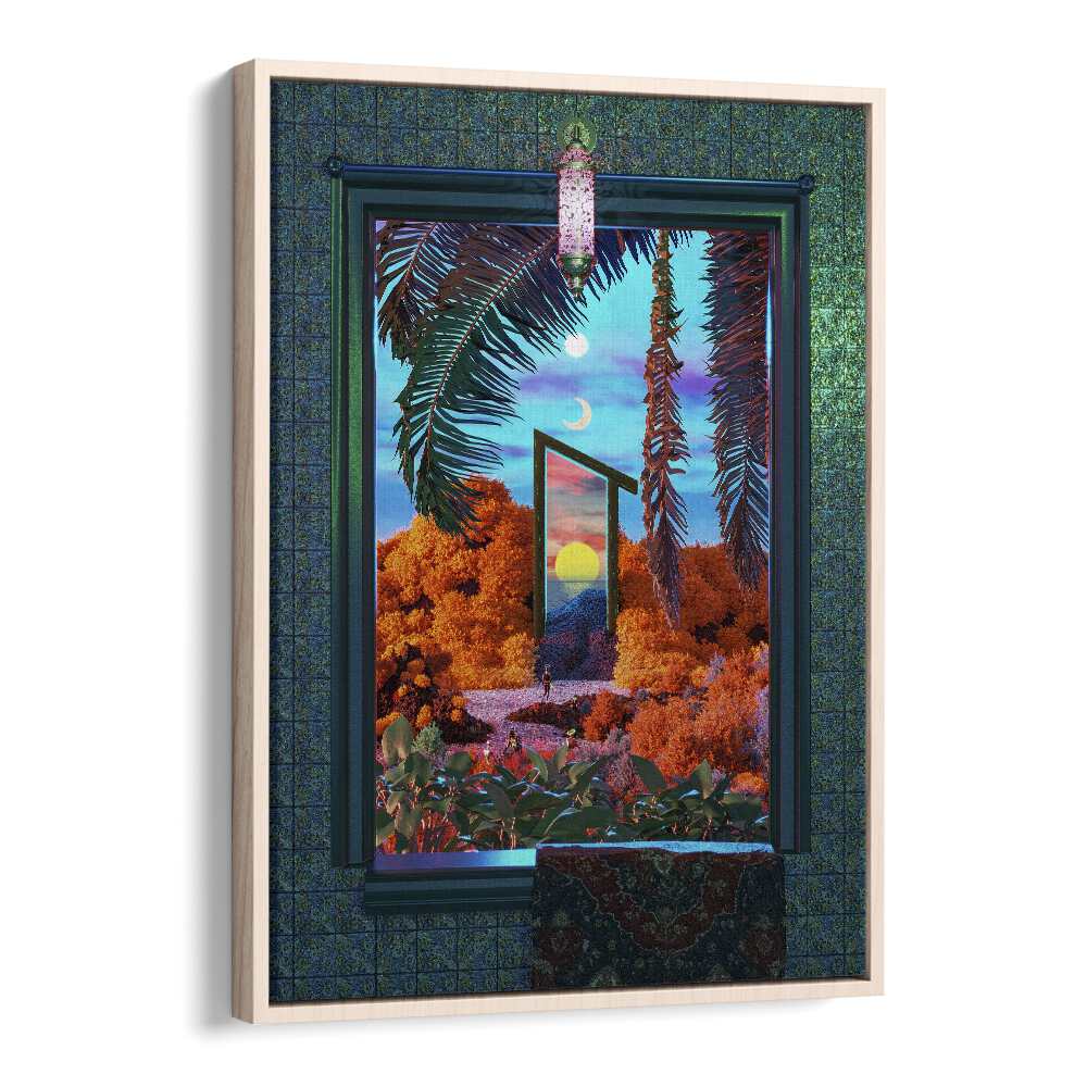 Fantasy Portal Scene By Cosmo Zach Surreal Art Prints in Oak Wood Floater Frame