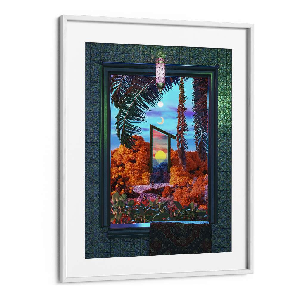 Fantasy Portal Scene By Cosmo Zach Surreal Art Prints in White Frame With Mount