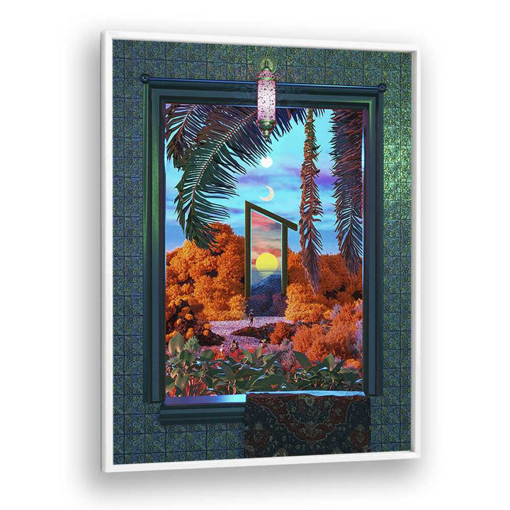 Fantasy Portal Scene By Cosmo Zach Surreal Art Prints in White Plain Frame