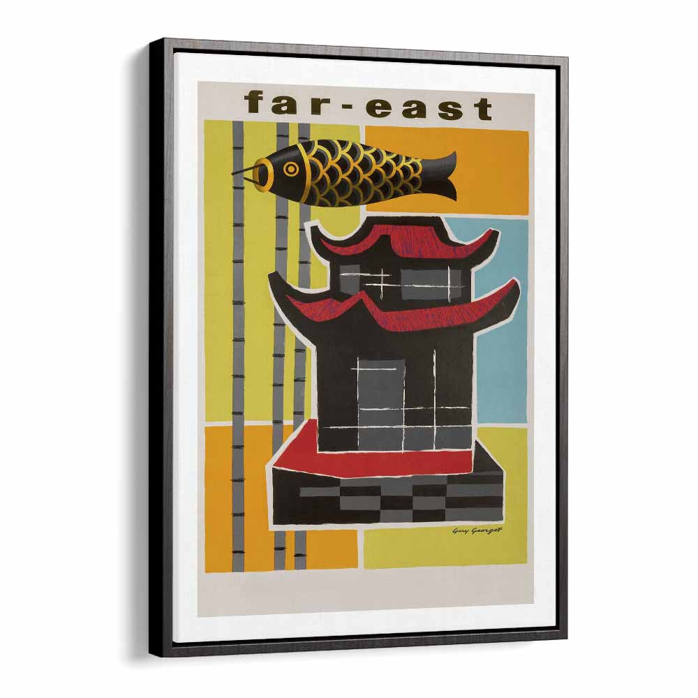 Far East  Travel Posters in Black Floater Frame