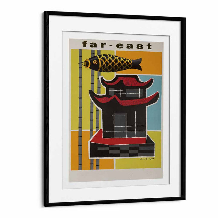 Far East  Travel Posters in Black Frame With Mount