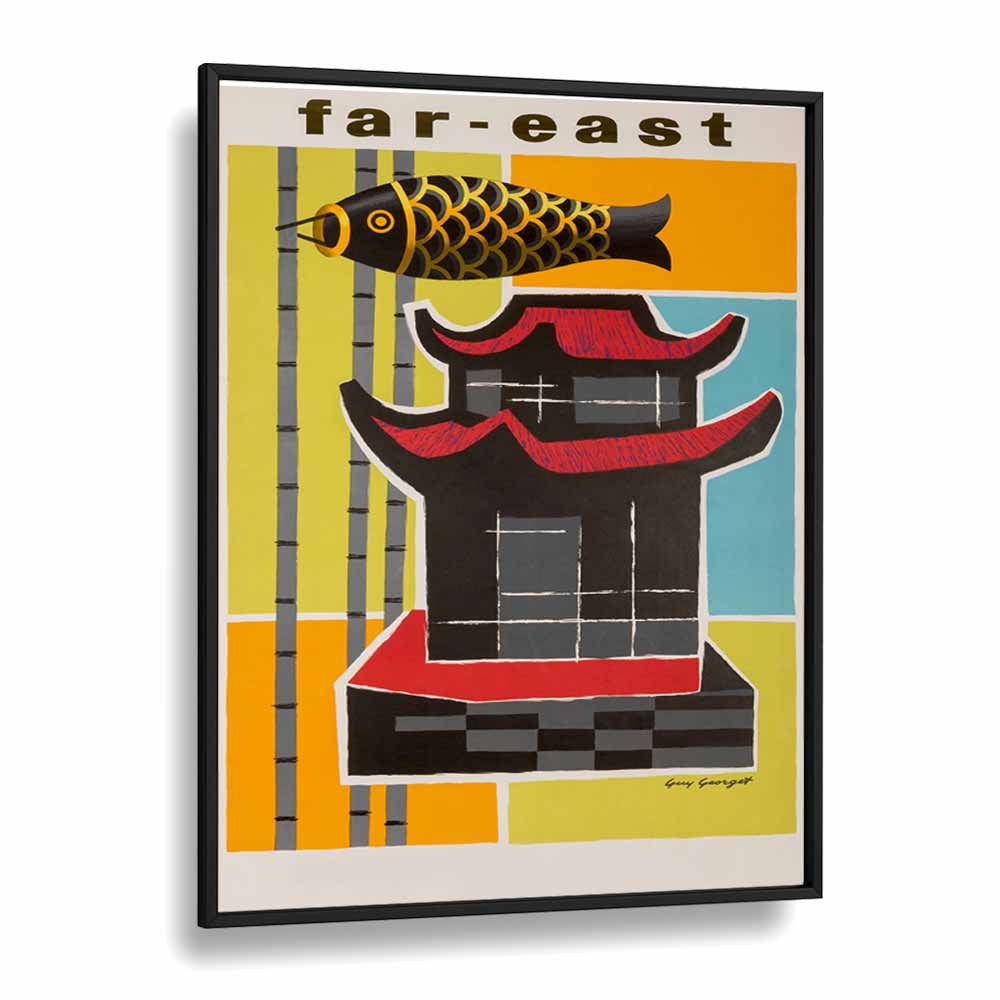 Far East  Travel Posters in Black Plain Frame