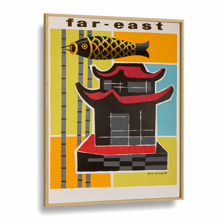 Far East  Travel Posters in Oak Wood Plain Frame