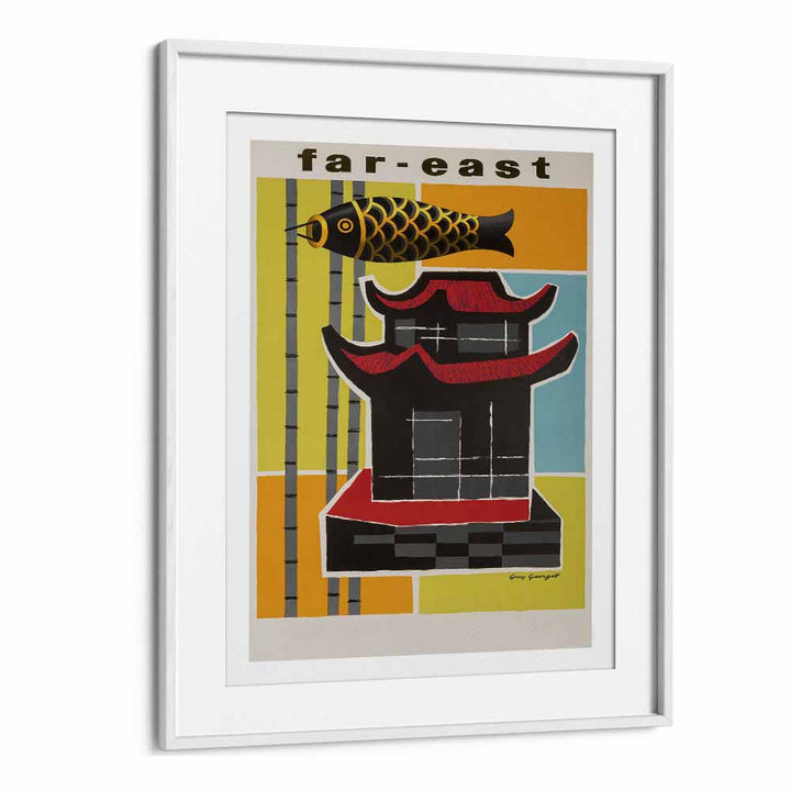 Far East  Travel Posters in White Frame With Mount