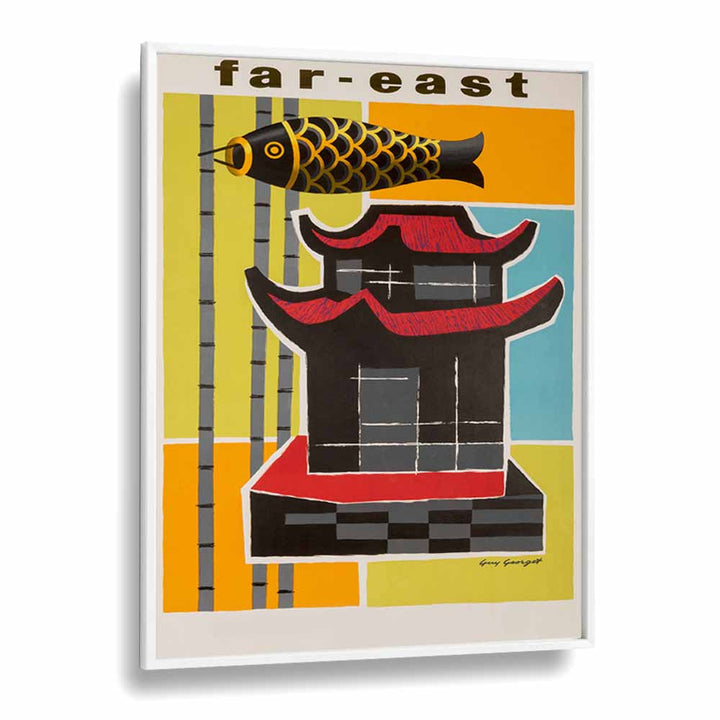 Far East  Travel Posters in White Plain Frame