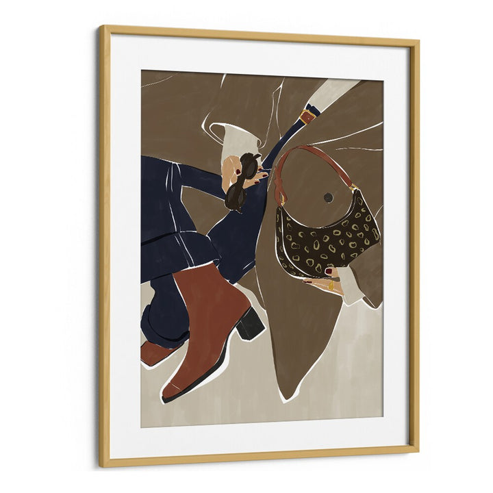 Fashion Poster By Ivy Green Women Illustration Paintings in Oak Wood Frame With Mount