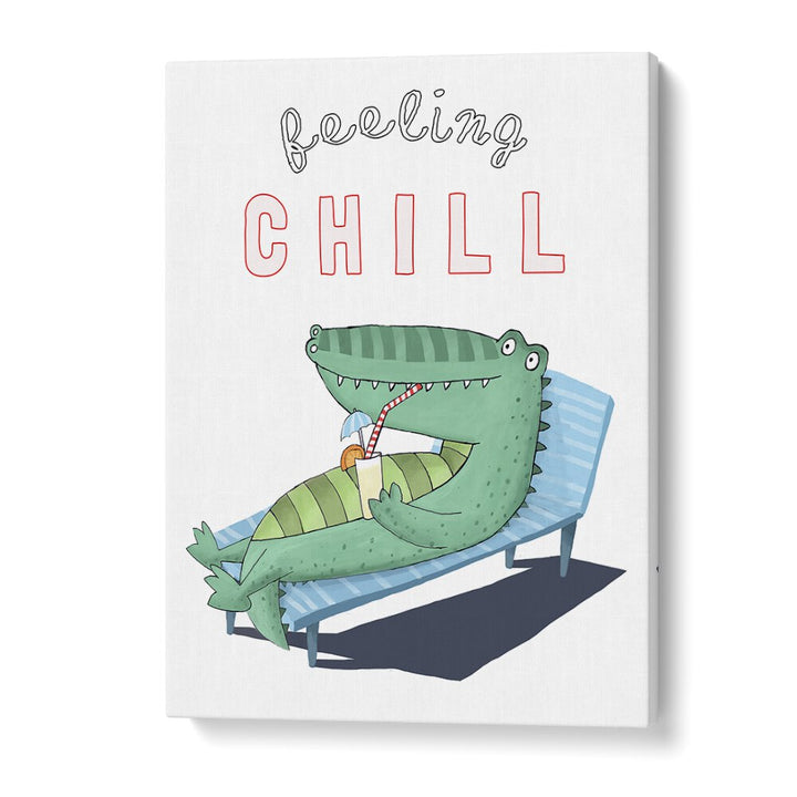 Feeling Chill Funny Crocodile Lounging In The Sunshine By Carla Daly Kids Painting in Gallery Wrap