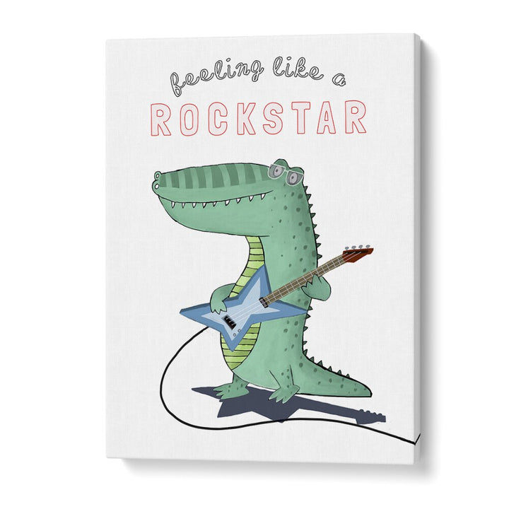 Feeling Like A Rockstar Funny Crocodile Playing The Guitar By Carla Daly Kids Painting in Gallery Wrap