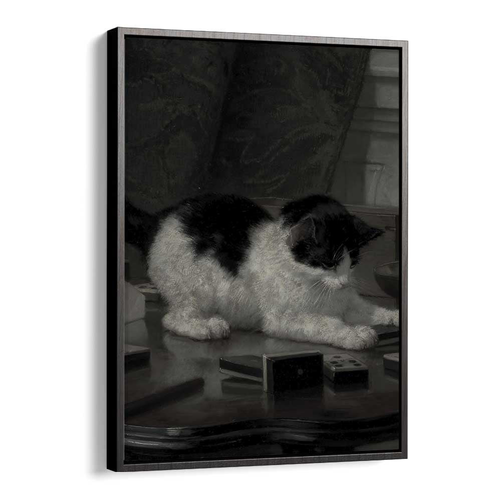 Feline Majesty The Enigmatic Cat Gothic Art Prints in Black Floater Frame