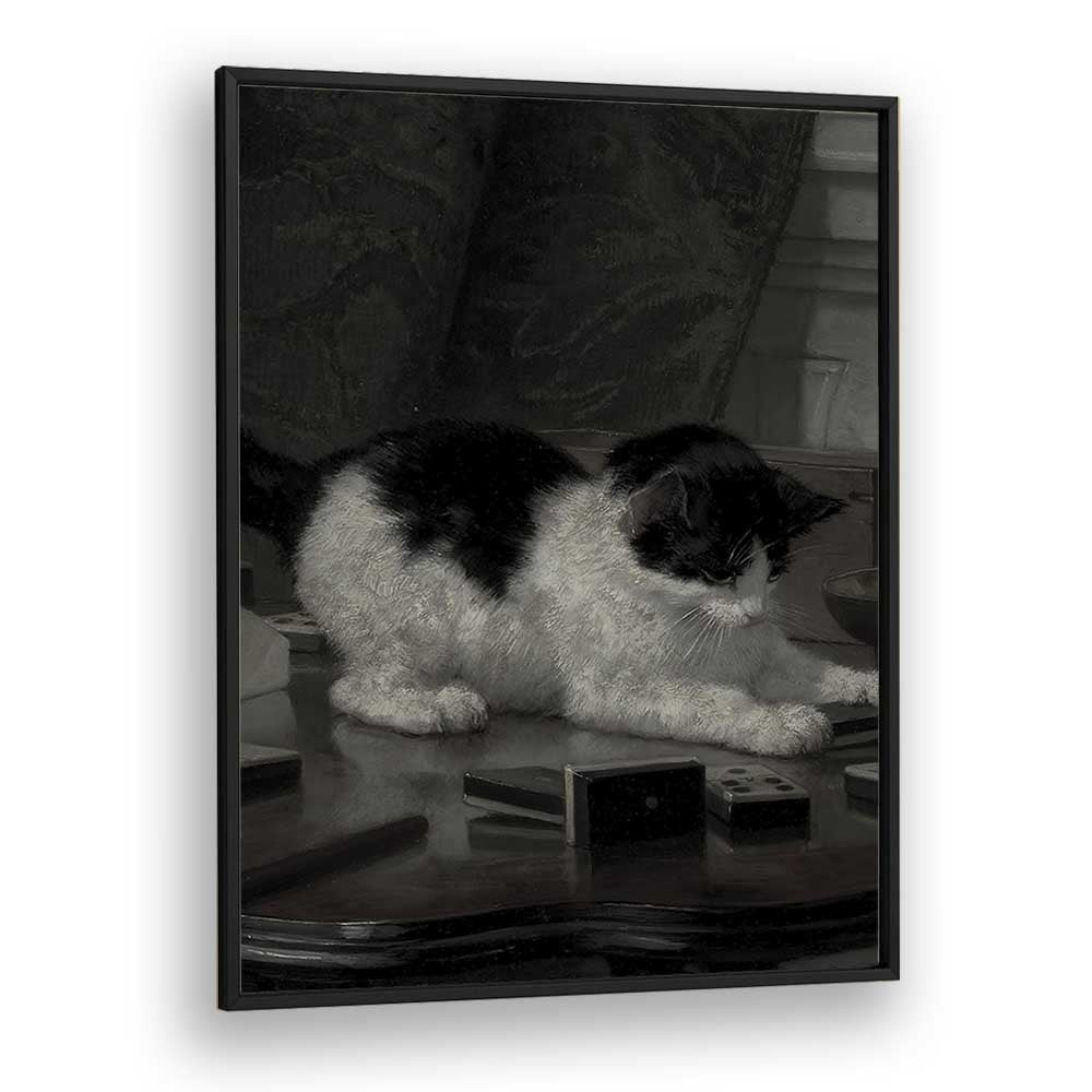 Feline Majesty The Enigmatic Cat Gothic Art Prints in Black Plain Frame