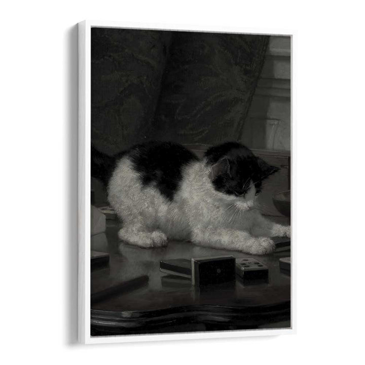 Feline Majesty The Enigmatic Cat Gothic Art Prints in White Floater Frame